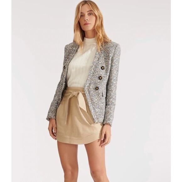 Veronica Beard Cedric Collarless Dickey Jacket Blue Tan Double Breast Womens 4 - Picture 16 of 16